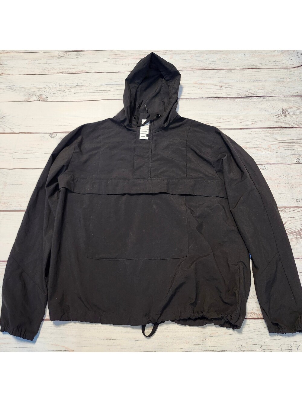 Puma Black Hooded Anorak Jacket Size Large